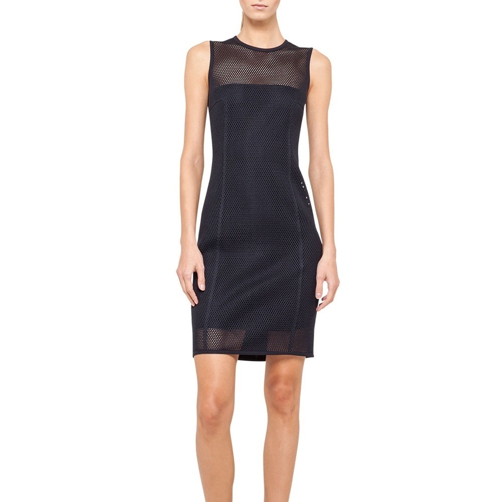 Akris punto Sleeveless Mesh Sheath Dress, Navy